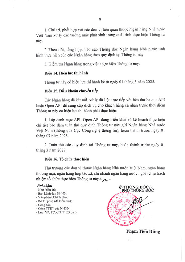 Thông tư 64/2024/TT-NHNN Về triển khai giao diện lập trình ứng dụng mở trong ngành ngân hàng