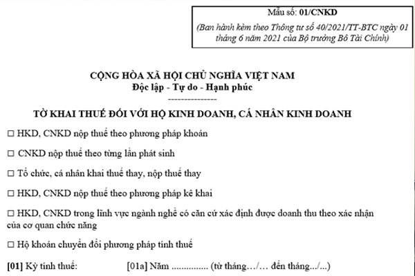 Tổng hợp Mẫu tờ khai thuế và phụ lục dành cho hộ kinh doanh kê khai