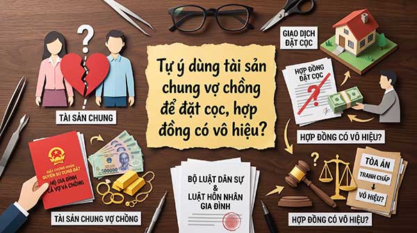 Tự ý dùng tài sản chung vợ chồng để đặt cọc, hợp đồng có vô hiệu?