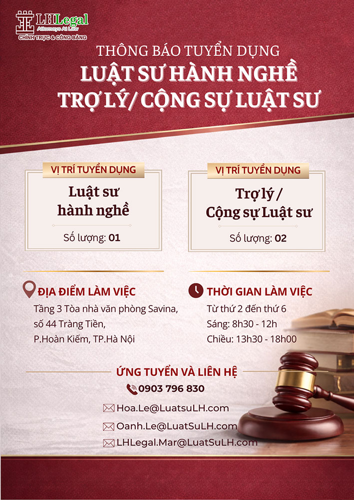 Thông báo tuyển dụng nhân sự pháp lý Chi nhánh Hà Nội