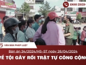 Bản án 34/2024/HS-ST ngày 26/04/2024 về tội gây rối trật tự công cộng