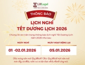 Công ty Luật TNHH LH Legal thông báo nghỉ lễ Tết Dương lịch 2026