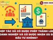 Hợp tác xã có được phép thành lập doanh nghiệp và có được nhận ưu đãi đầu tư không?