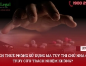 Khách thuê phòng sử dụng ma túy thì chủ nhà có bị truy cứu trách nhiệm không?