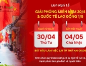 Công ty Luật LHLegal trân trọng thông báo lịch nghỉ lễ 30/04 - 01/05/2025