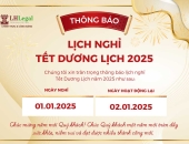 Công ty Luật TNHH LHLegal thông báo lịch nghỉ Tết Dương Lịch 2025