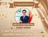 Chúc mừng Luật sư Lê Nguyên Hòa bảo vệ thành công luận văn thạc sĩ Luật tại Pháp