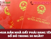 Mua bán nhà đất phải sang tên sổ đỏ trong 30 ngày?