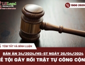 Tóm tắt và bình luận bản án số 34/2024/HS-ST ngày 26/04/2024 về tội gây rối trật tự công cộng