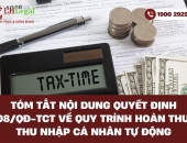 Tóm tắt nội dung quyết định 108/QĐ-TCT về quy trình hoàn thuế thu nhập cá nhân tự động