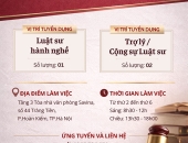 Thông báo tuyển dụng nhân sự pháp lý Chi nhánh Hà Nội