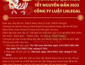 Công ty Luật TNHH LHLegal trân trọng gửi lịch thông báo lịch nghỉ Tết nguyên đán 2023 